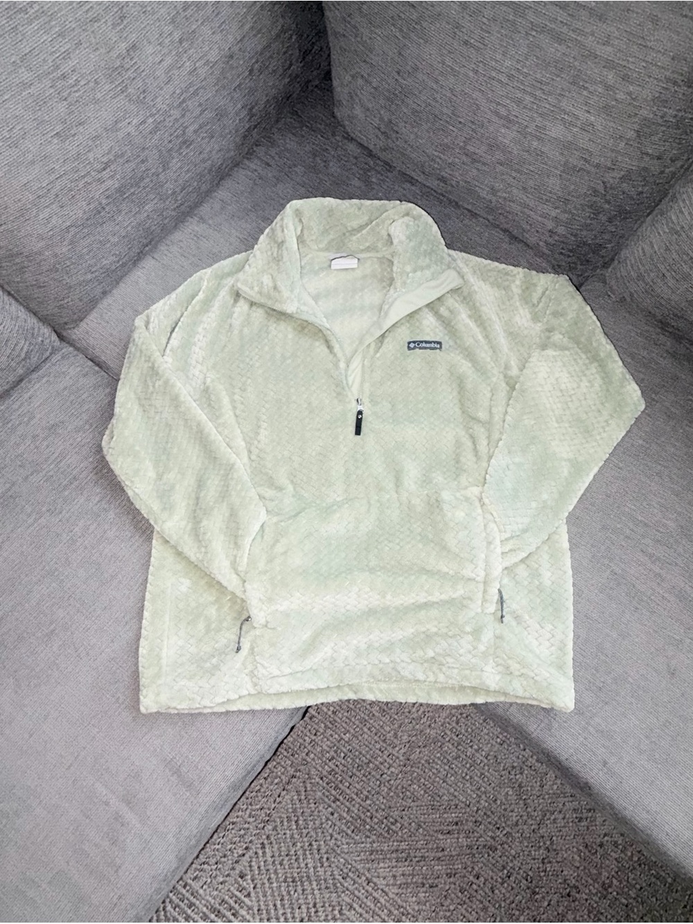 Columbia Mint Green Plush Fleece Quarter Zip Pullover